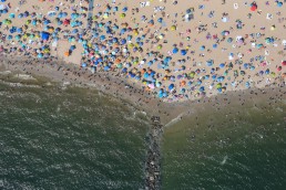 Coney Island's packed beach on Labor Day in 2018