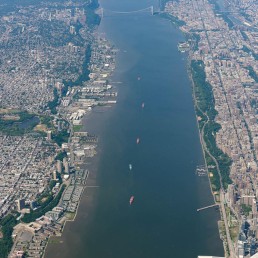 Tankers make their way up the Hudson River